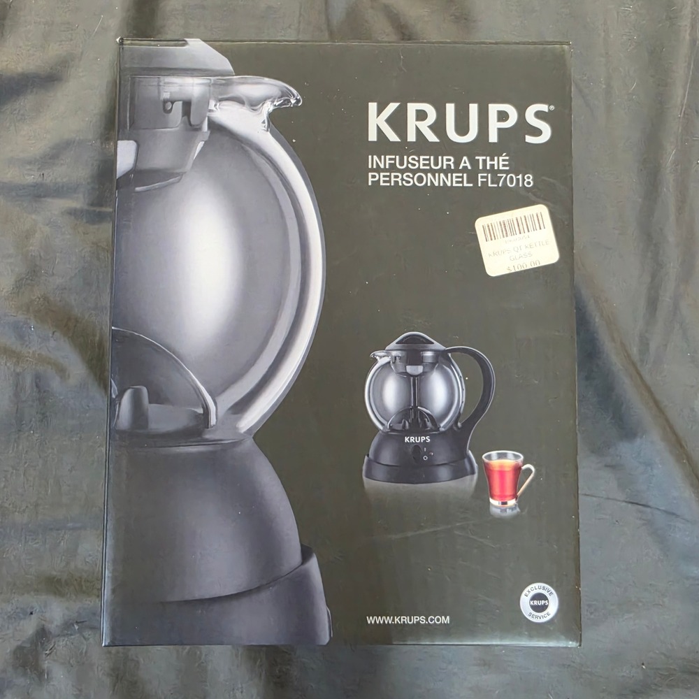 Krups Personal Magic Tea Maker FL7018 Electric Glass Infuser Kettle Black